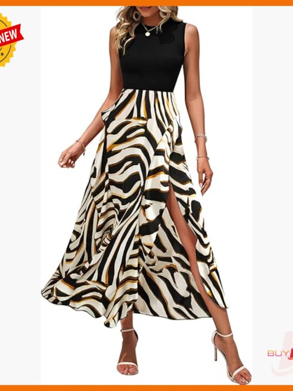 Sleeveless Floral Ruffle Midi Dress, A-Line Boho Summer Cocktail Party